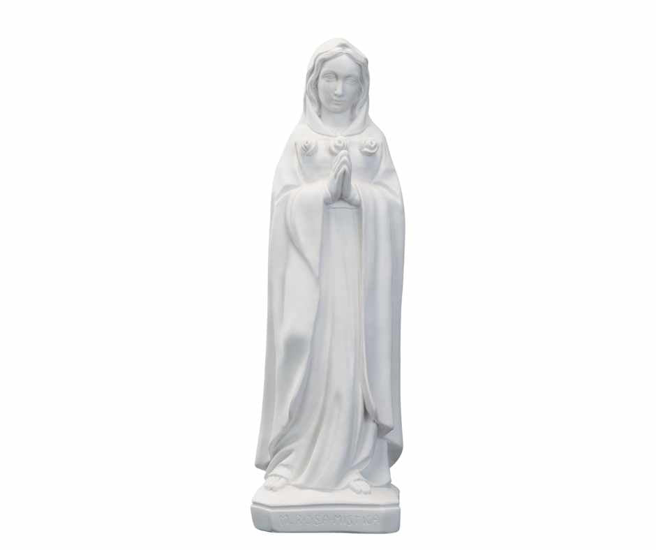 The Faith Gift Shop  Mystic Rose Virgin Mary all White Statue- Made in Italy - Our Tuscany Collection -   Maria Rosa Mistica Blanca