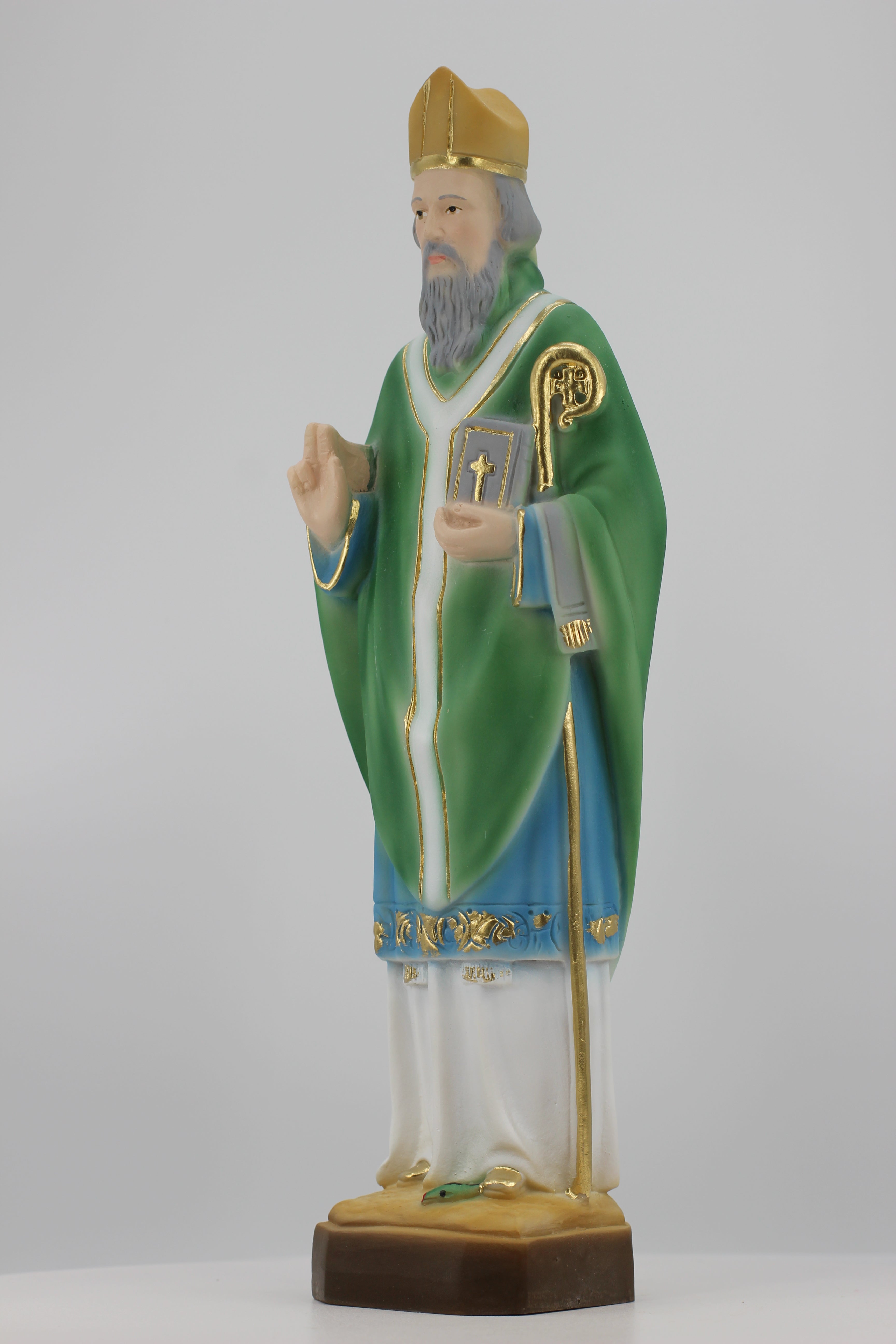 The Faith Gift  Shop Saint Patrick statue - Hand Painted in Italy - Our Tuscany Collection -Estatua de San Patricio