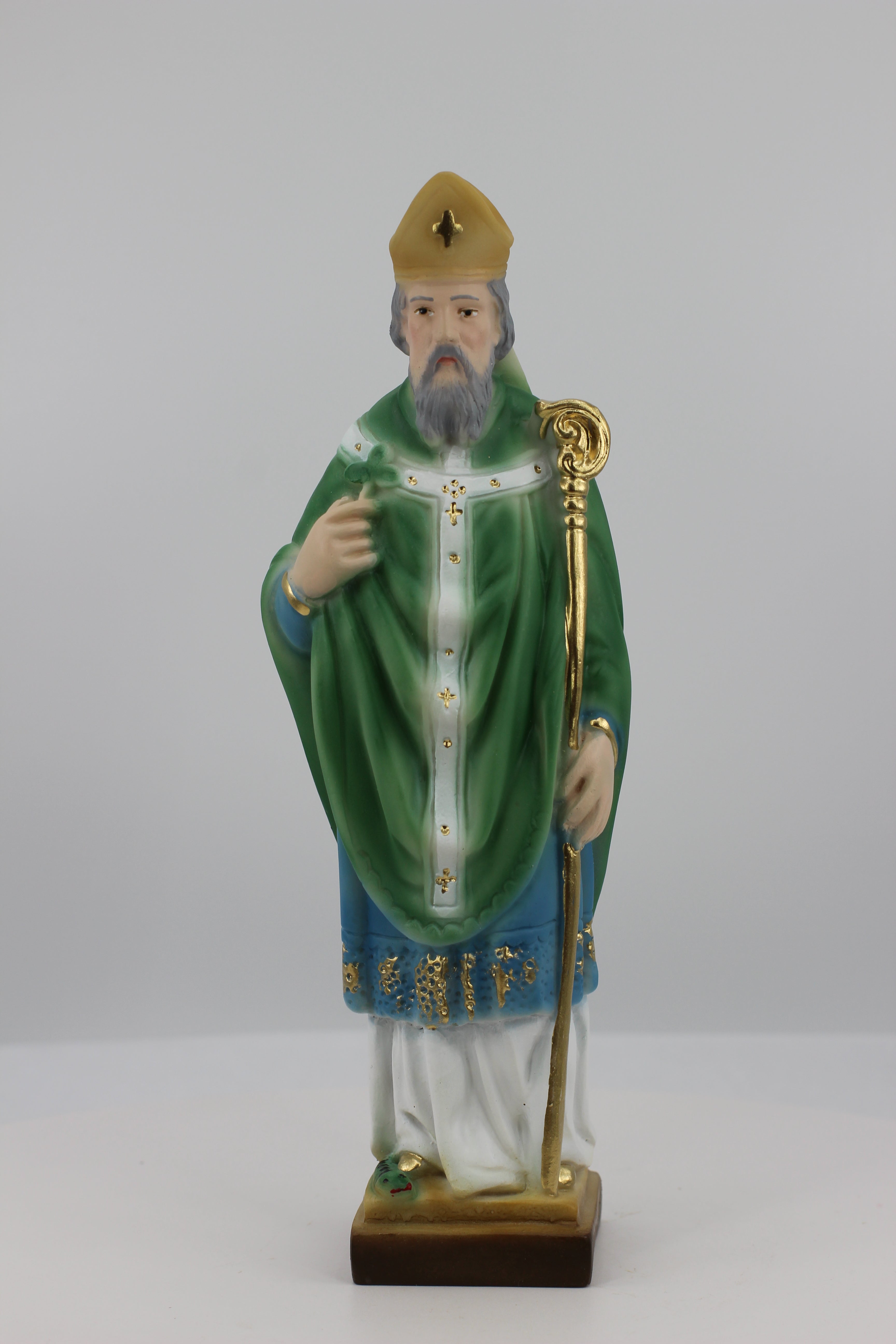 The Faith Gift  Shop Saint Patrick statue - Hand Painted in Italy - Our Tuscany Collection -Estatua de San Patricio