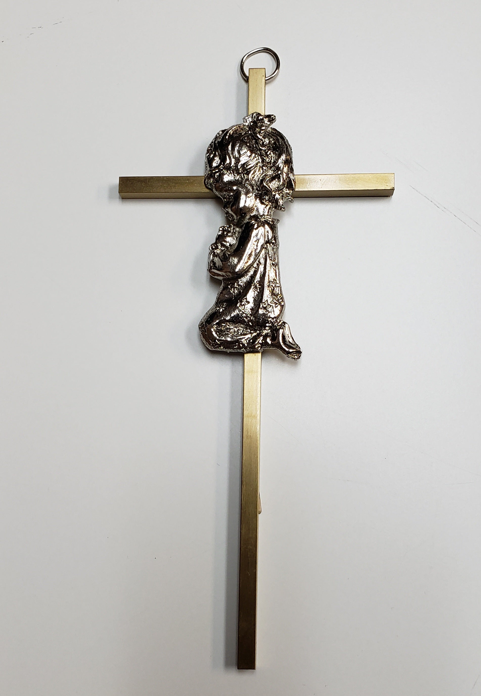 Cross Praying Girl Brass