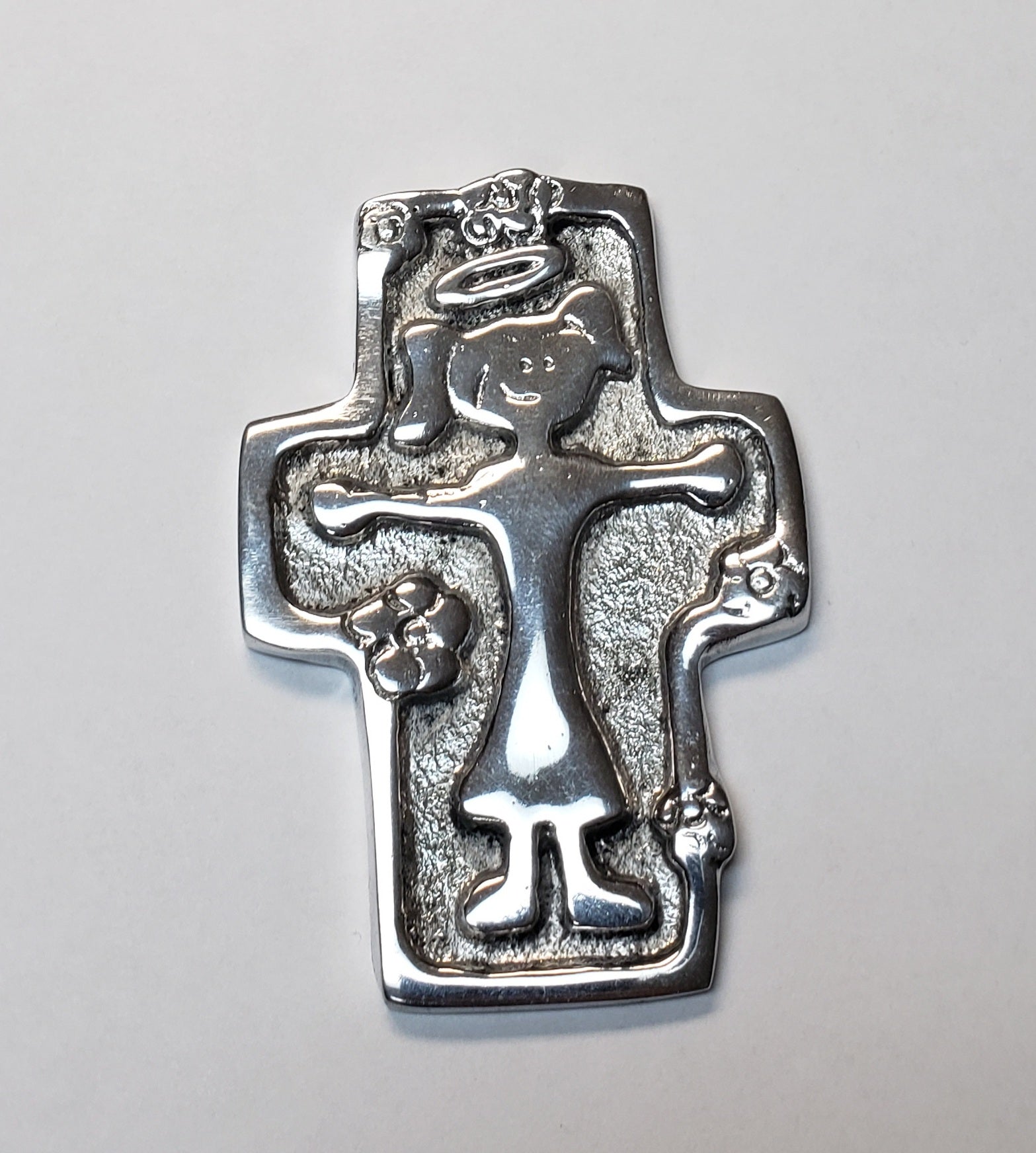 Small Pewter Mexican Cross with child