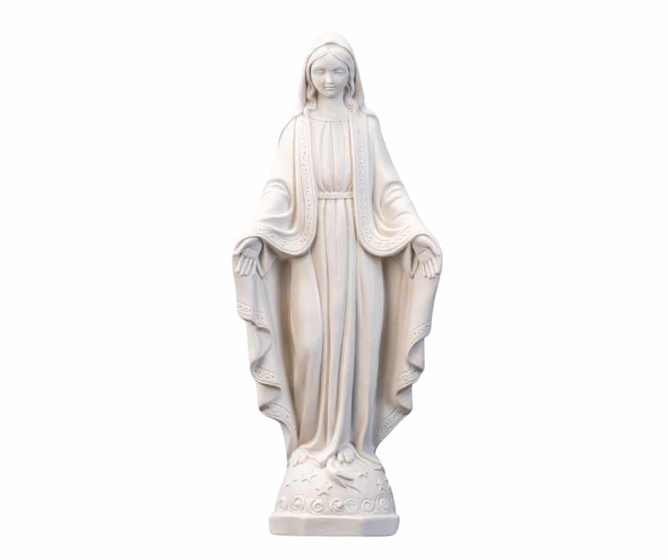 The Faith Gift Shop Our Lady of Grace - Miraculous Mary All White- Made in Italy - Our Tuscany Collection -  Virgen La Milagrosa Blanca