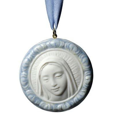 NAO Protective Mary (Blue Medallion). Porcelain Pendant.