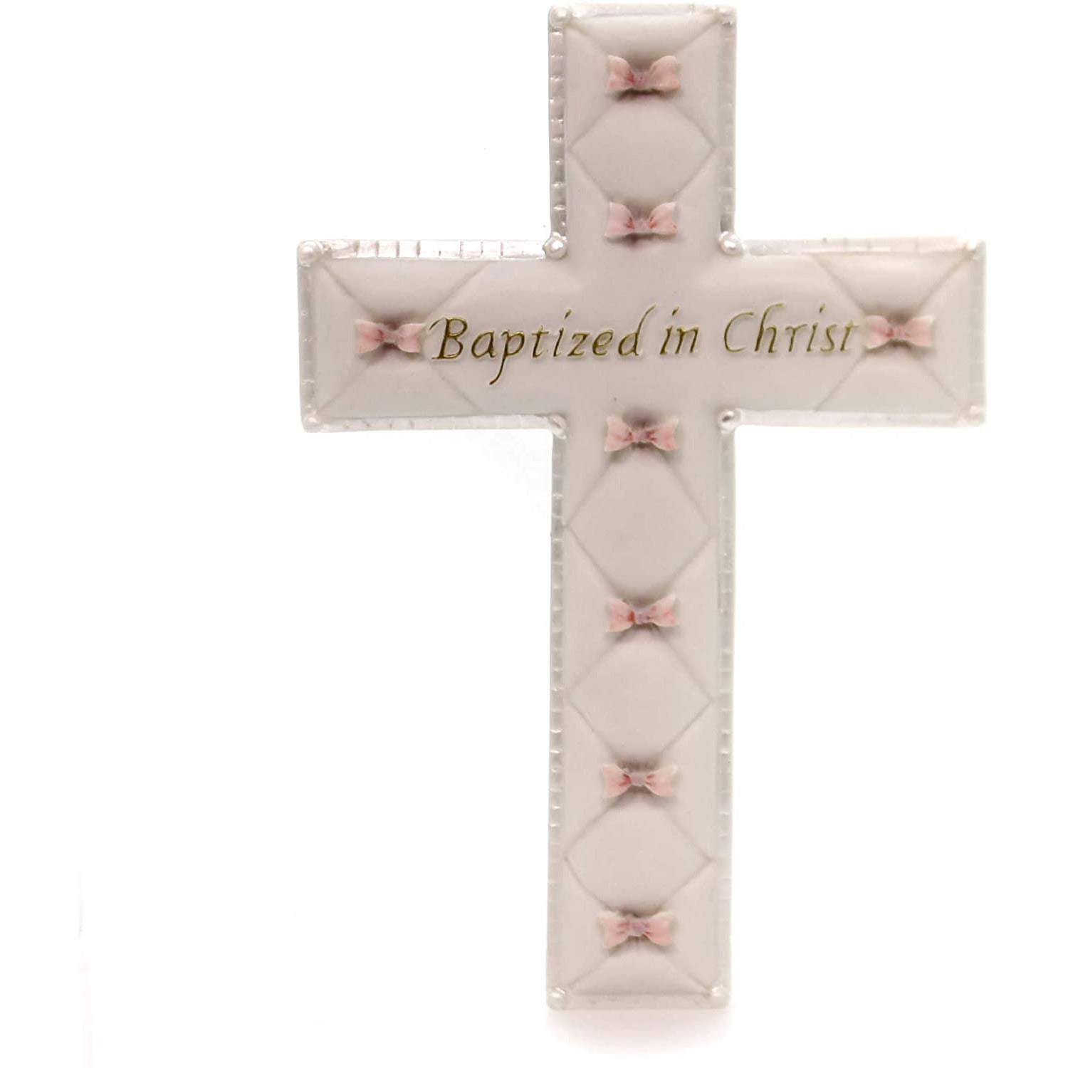 Baby Nursery "Baptized in Christ" Baptism Wall Cross (Baby Girl - Pink)