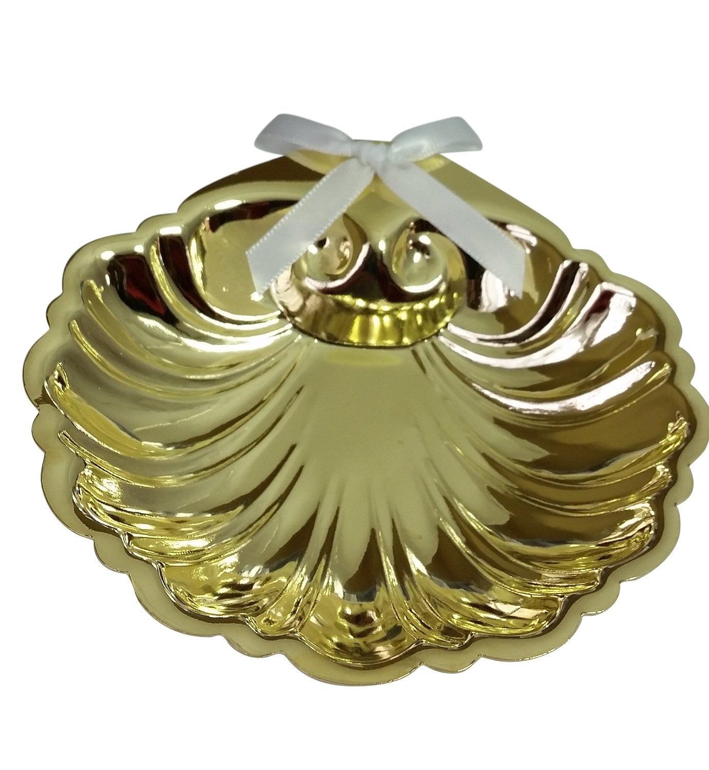 Gold Finish Baptismal shell W Ribbon