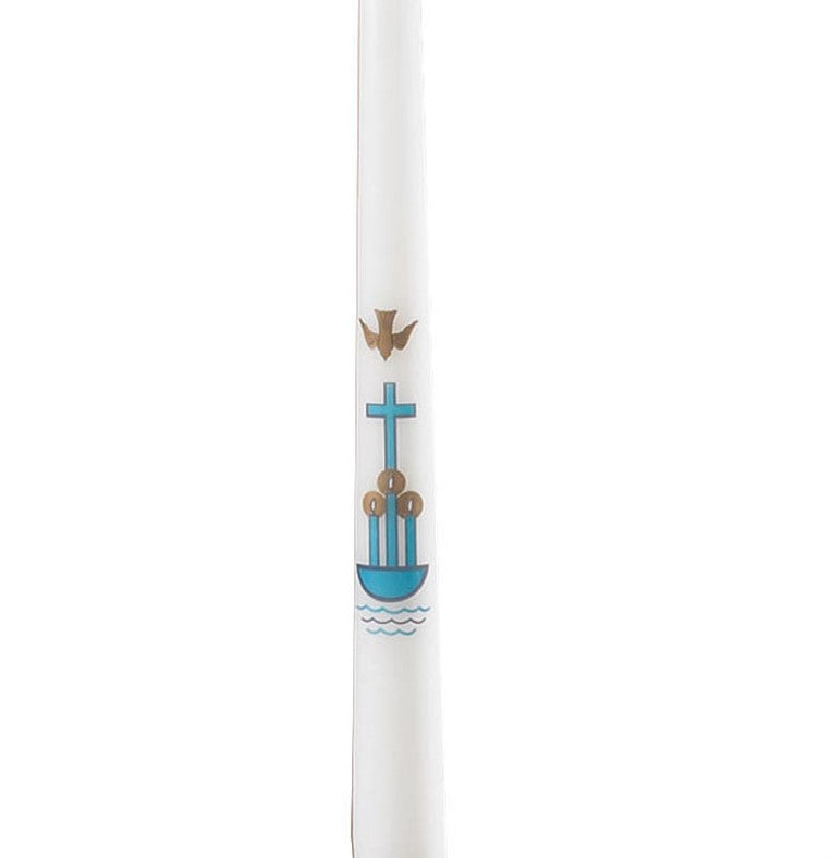 Cross & Dove  Baptismal Candle