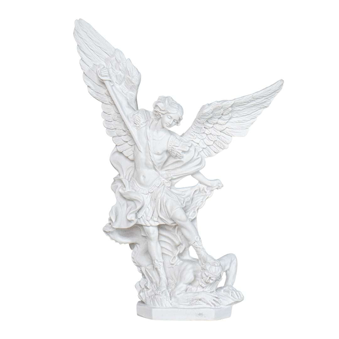 Saint Michael The Archangel White Statue  / San Miguel en Blanco