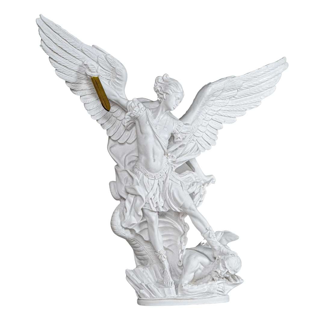 Saint Michael The Archangel White Statue  / San Miguel en Blanco