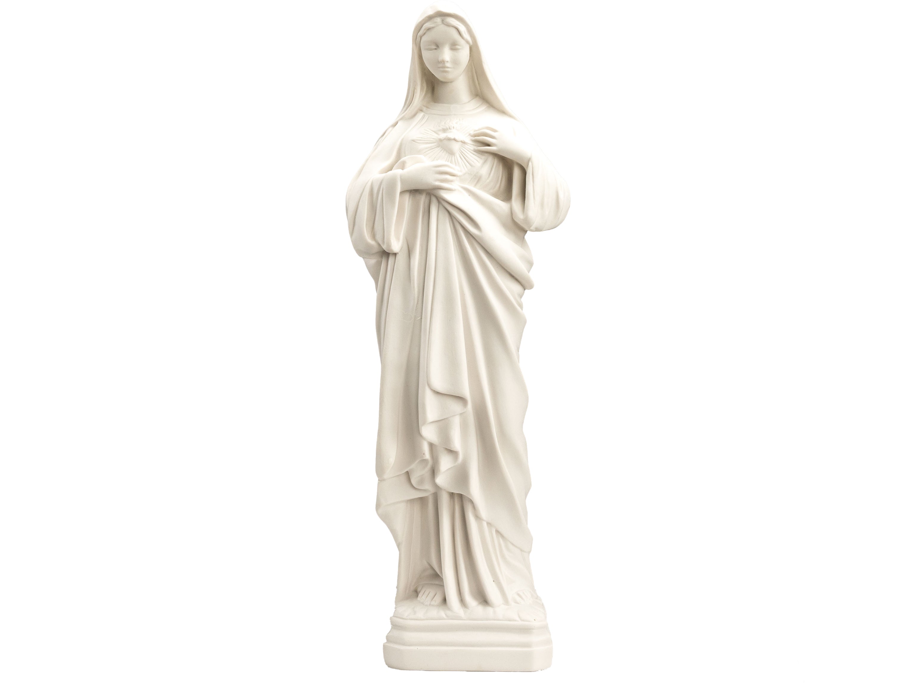 White statue of The Immaculate Heart of the Mary / Estatua Blanca del Inmaculado Corazon de Maria