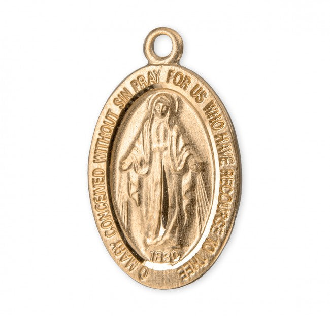 Gold Over Sterling Silver Oval Miraculous Medal