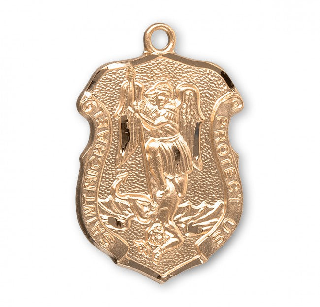 Saint Michael Gold Over Sterling Silver Badge Medal