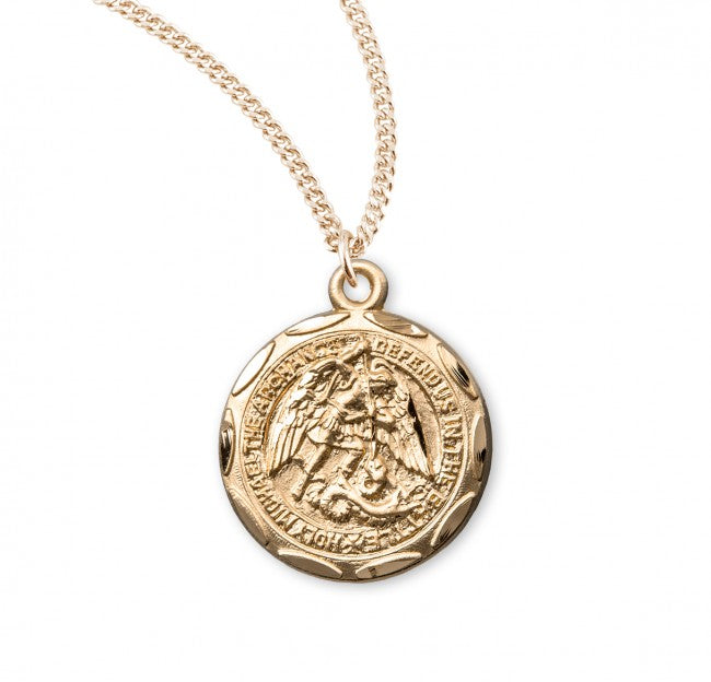 Saint Michael Round Gold Over Sterling Silver Medal