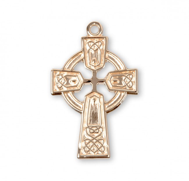 Gold Over Sterling Silver Irish Celtic cross Pendant