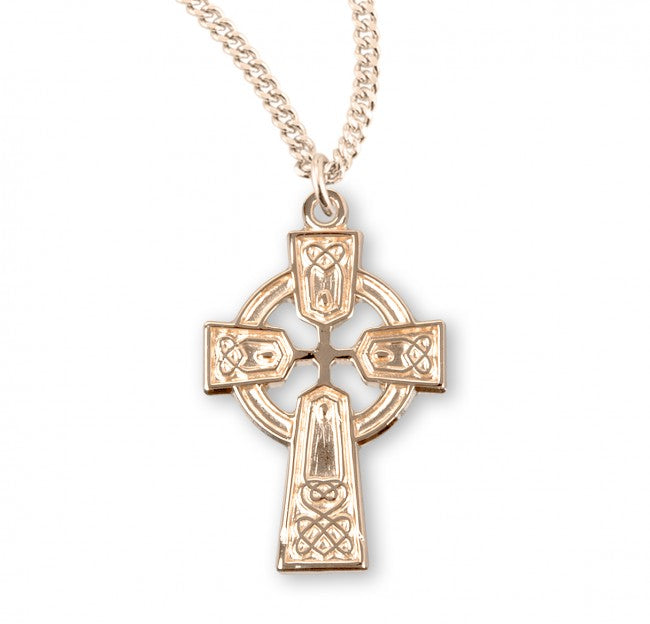 Gold Over Sterling Silver Irish Celtic cross Pendant