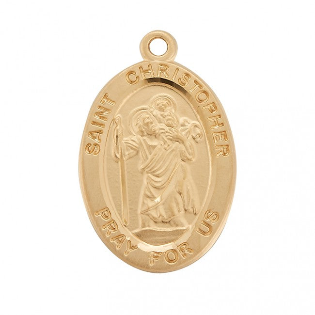 Patron Saint Christopher Oval Gold Over Sterling Silver Medal