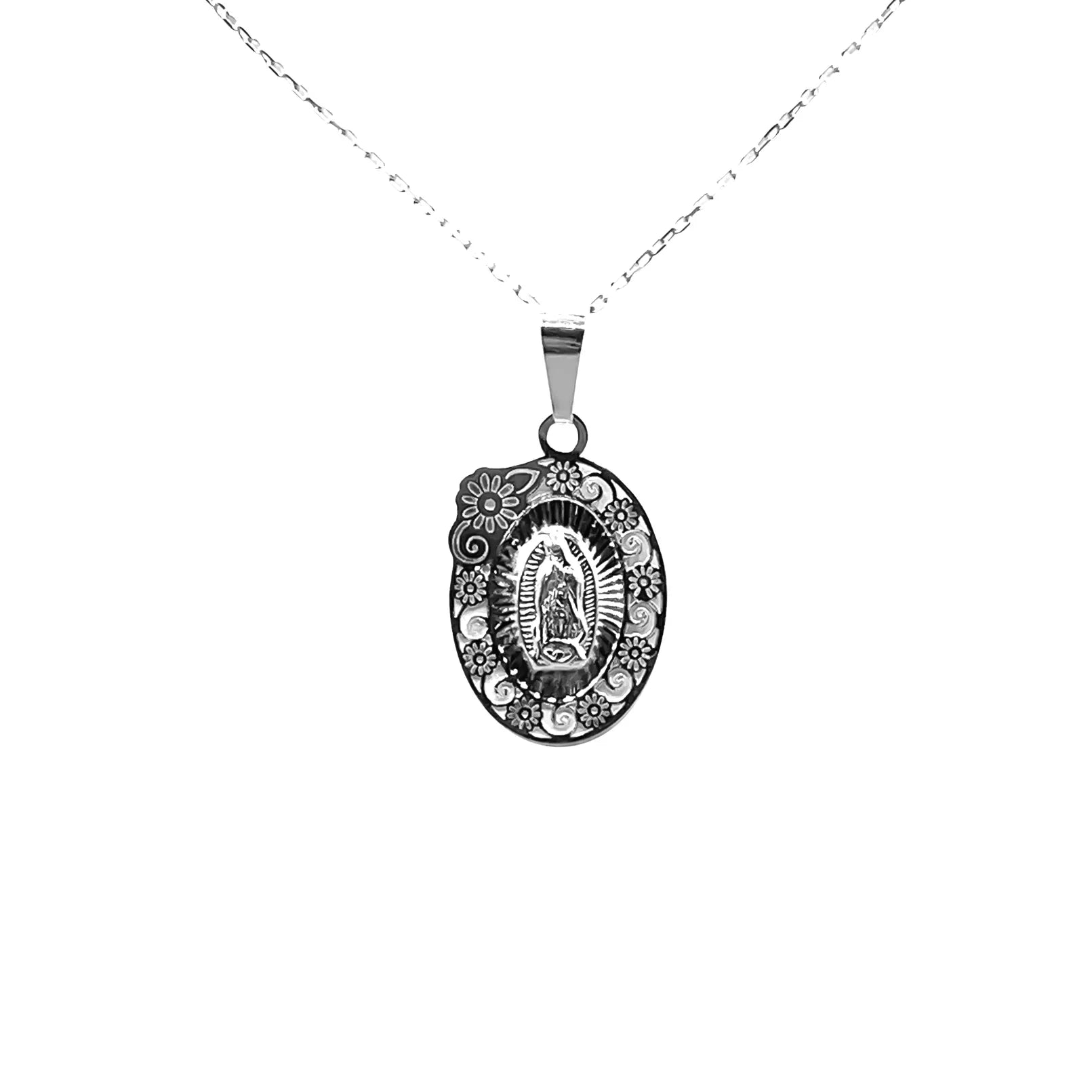 Silver Guadalupe Pendant Necklace