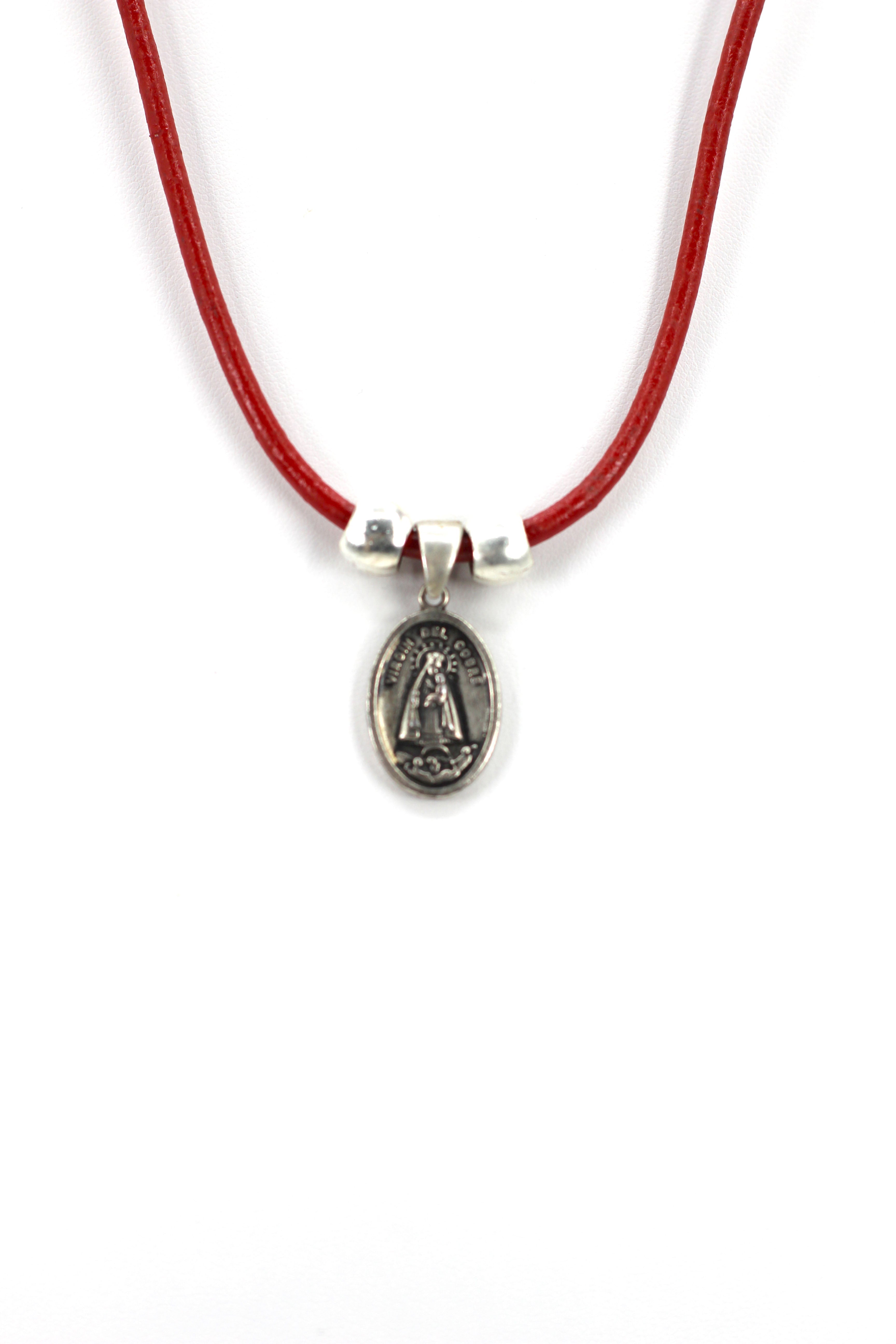 Vintage Necklace of La Caridad Del Cobre - Our Lady Of Charity Jewelry with Genuine Leather strap by Graciela's Collection