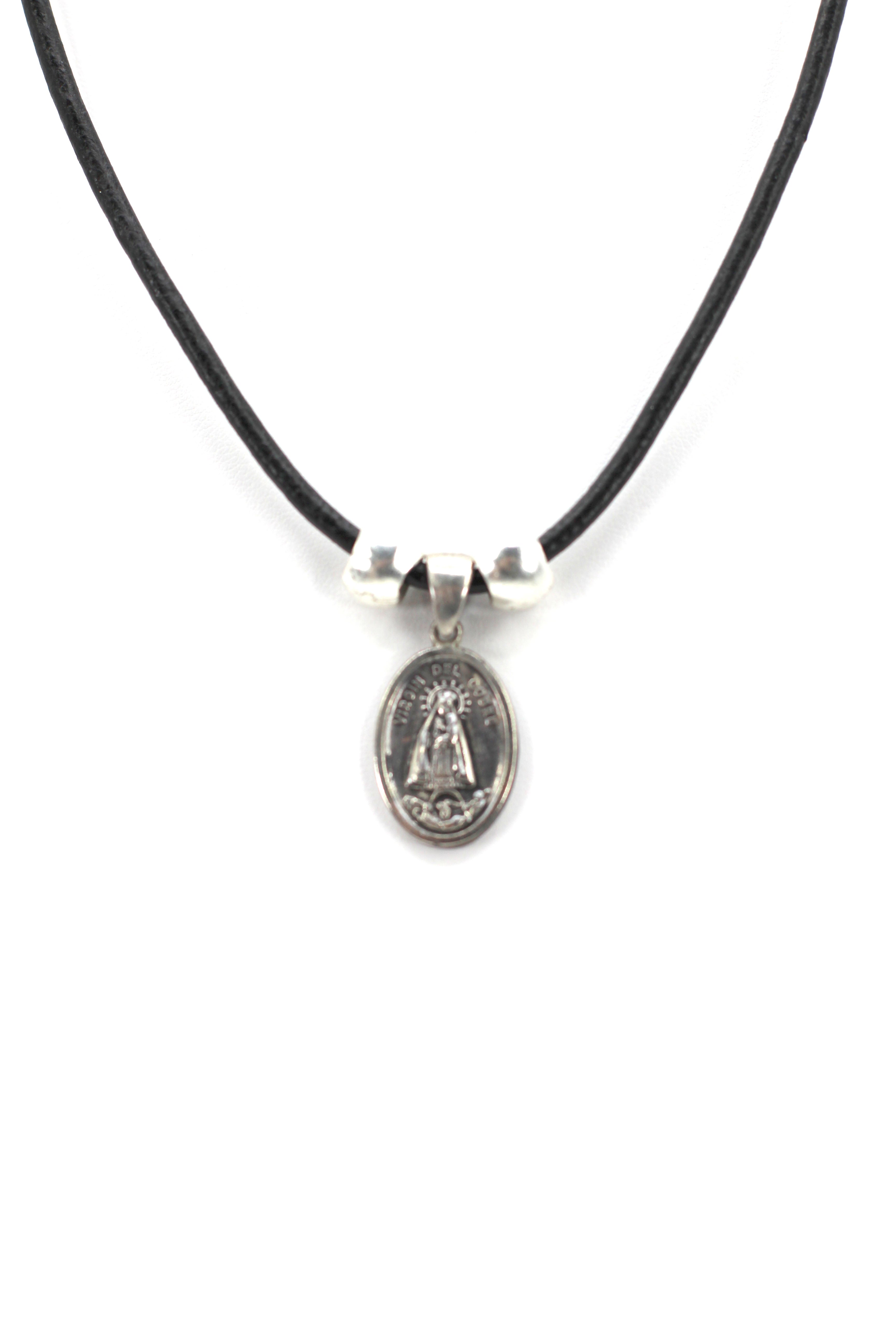 Vintage Necklace of La Caridad Del Cobre - Our Lady Of Charity Jewelry with Genuine Leather strap by Graciela's Collection