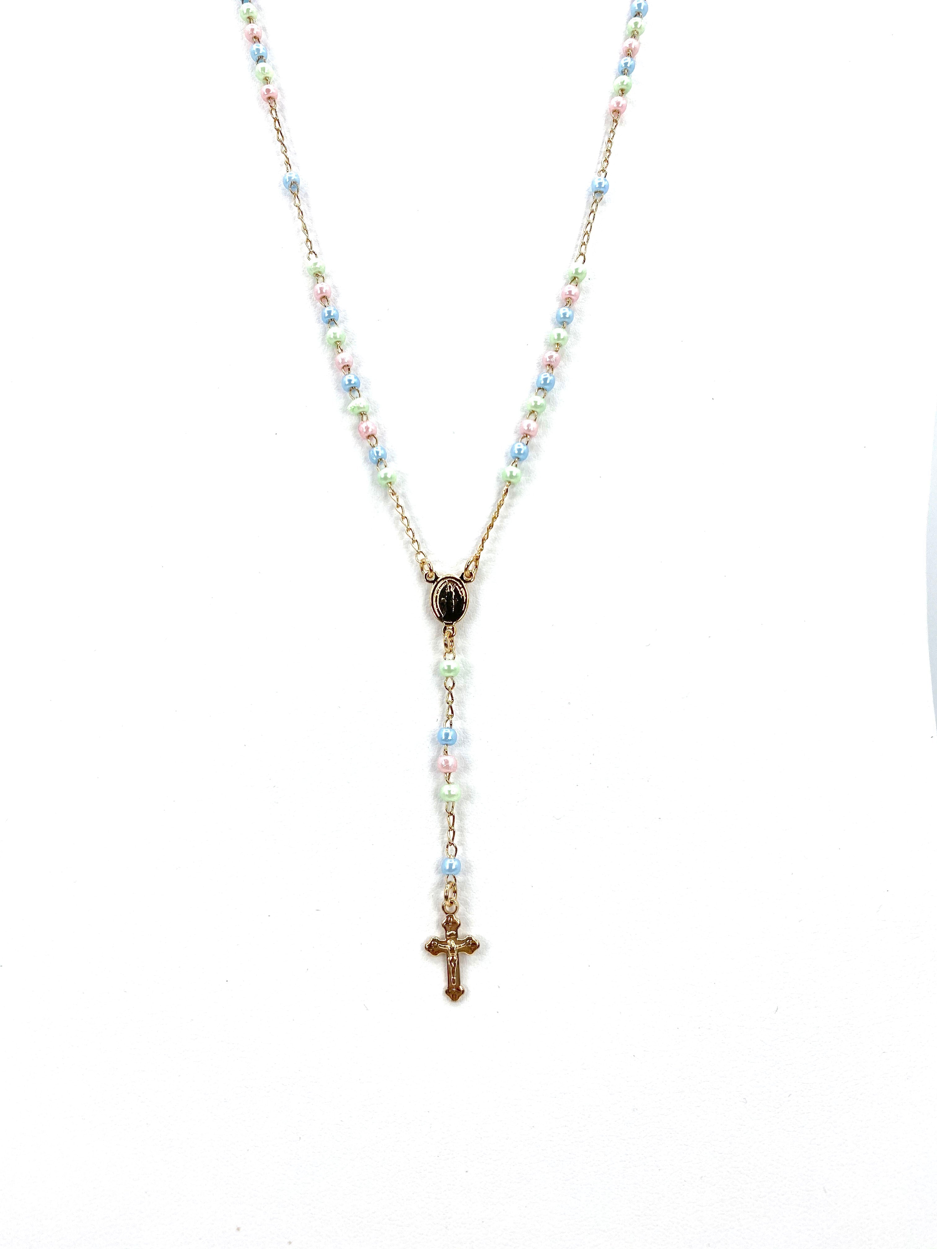 Pastel colored Rosary Necklace