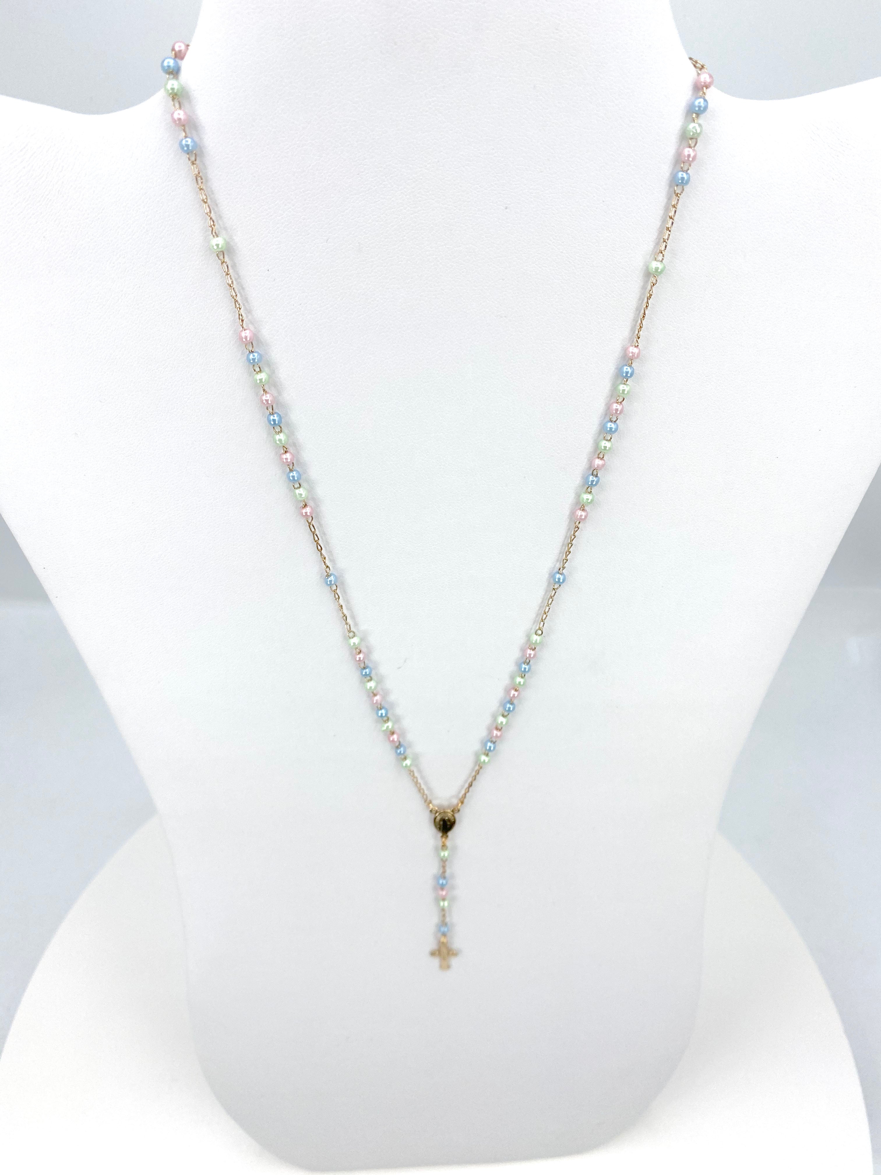 Pastel colored Rosary Necklace