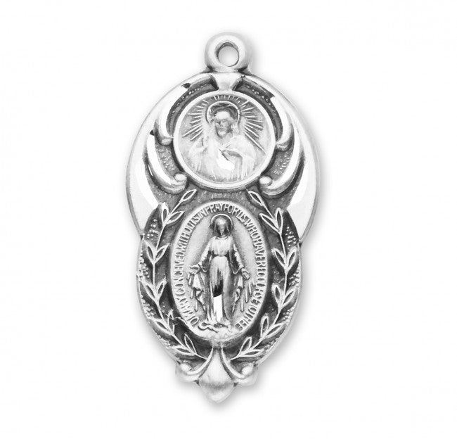 Sterling Silver Miraculous Medal Scapular Combination