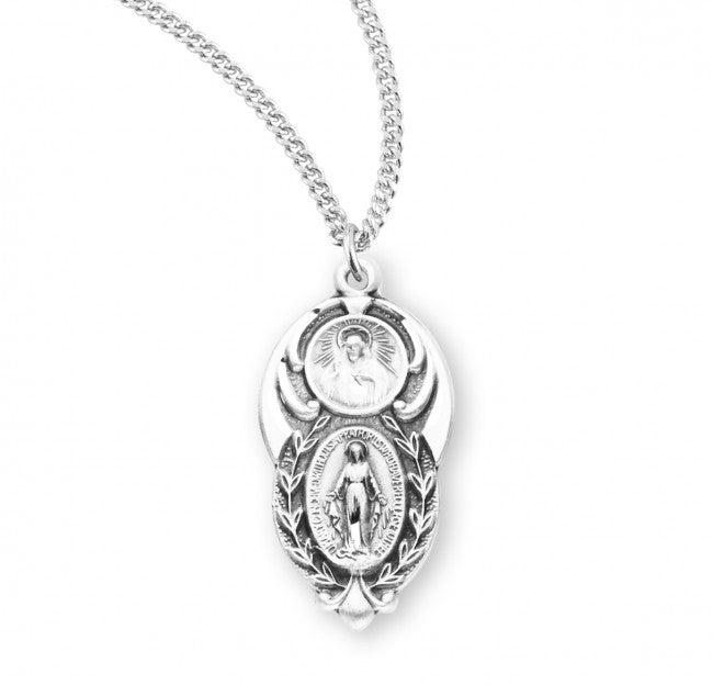 Sterling Silver Miraculous Medal Scapular Combination