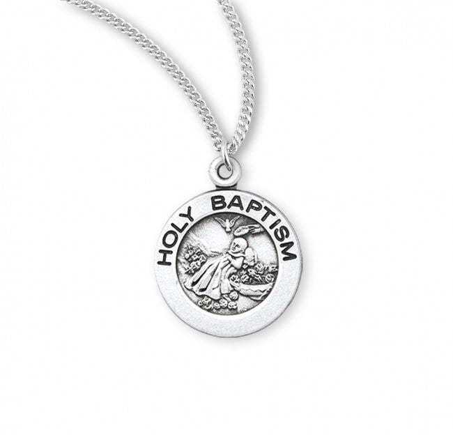 Holy Baptism Round Sterling Silver Medal