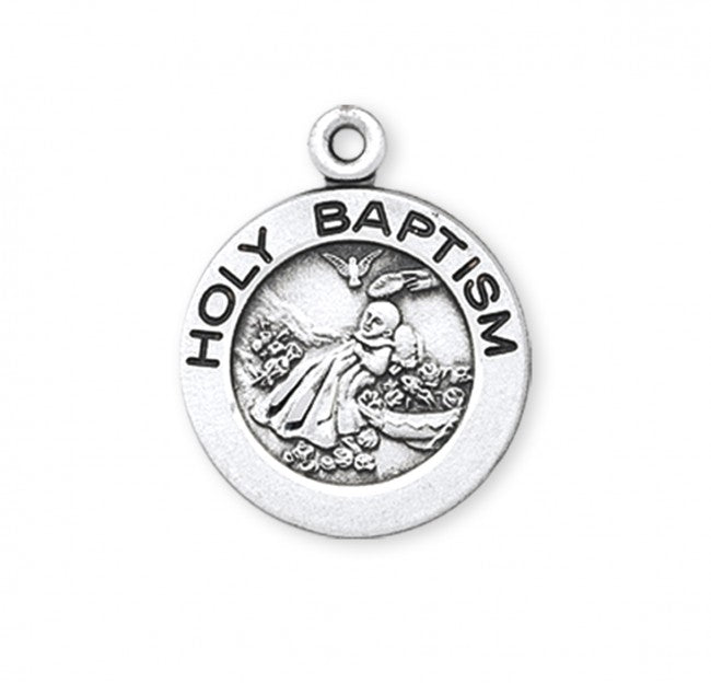 Holy Baptism Round Sterling Silver Medal