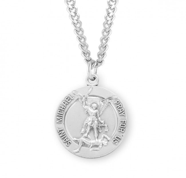 Saint Michael Round Sterling Silver Medal