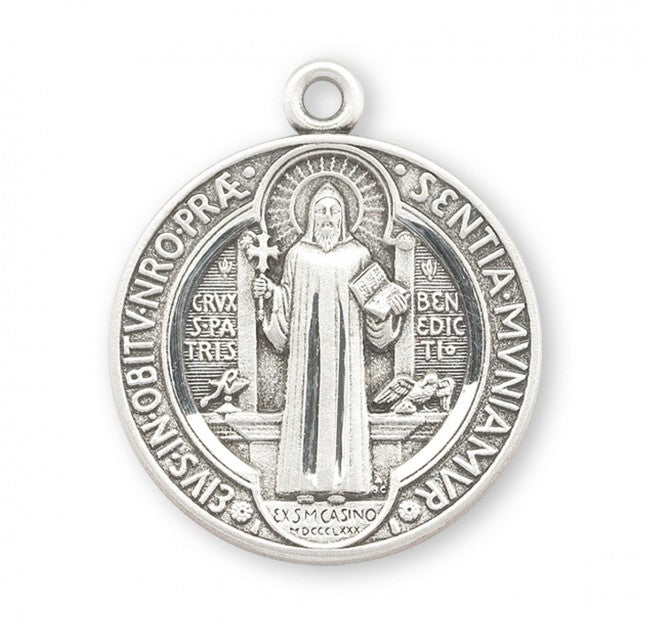 Saint Benedict Round Sterling Silver Medal