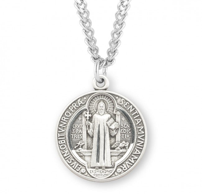 Saint Benedict Round Sterling Silver Medal