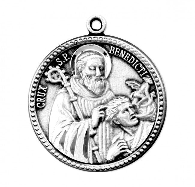 Saint Benedict Round Sterling Silver Medal