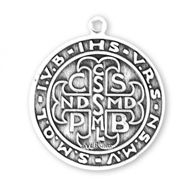 Saint Benedict Round Sterling Silver Medal