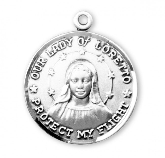 Our Lady of Loretto Round Sterling Silver Medal