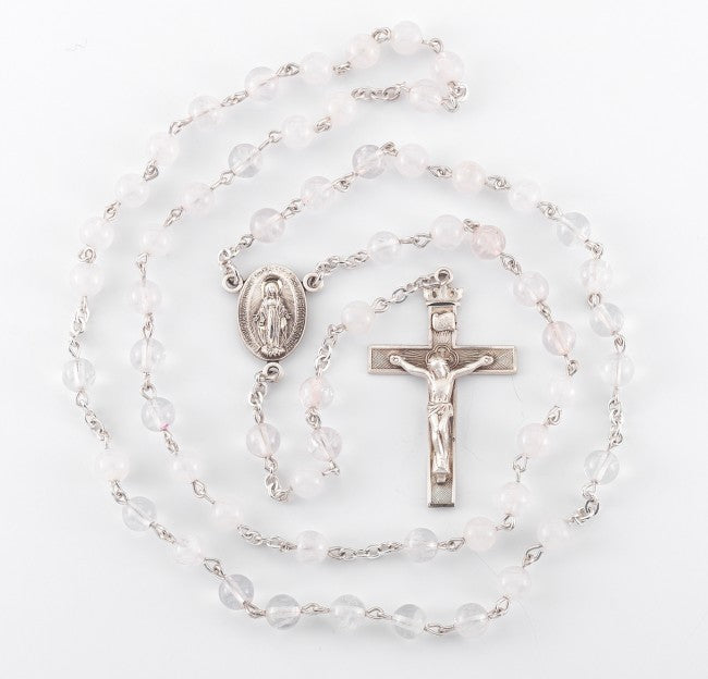 Genuine Rose Quartz Sterling Rosary