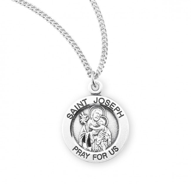 Saint Joseph Round Sterling Silver Medal