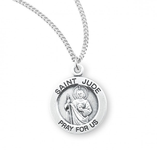 Saint Jude Round Sterling Silver Medal