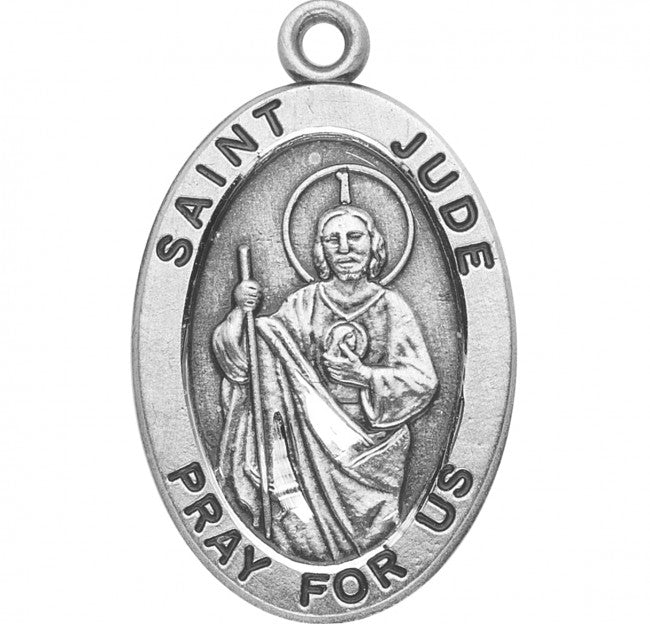 Patron Saint Jude Oval Sterling Silver Medal