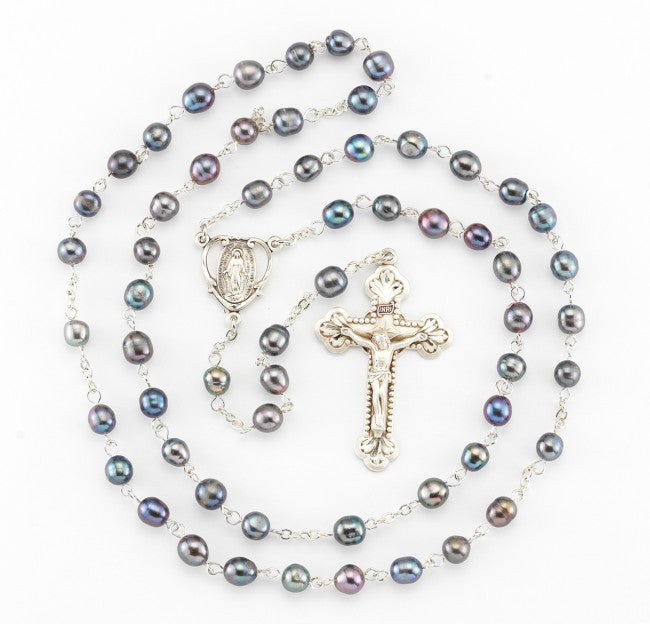 Black Freshwater Pearl Rosary