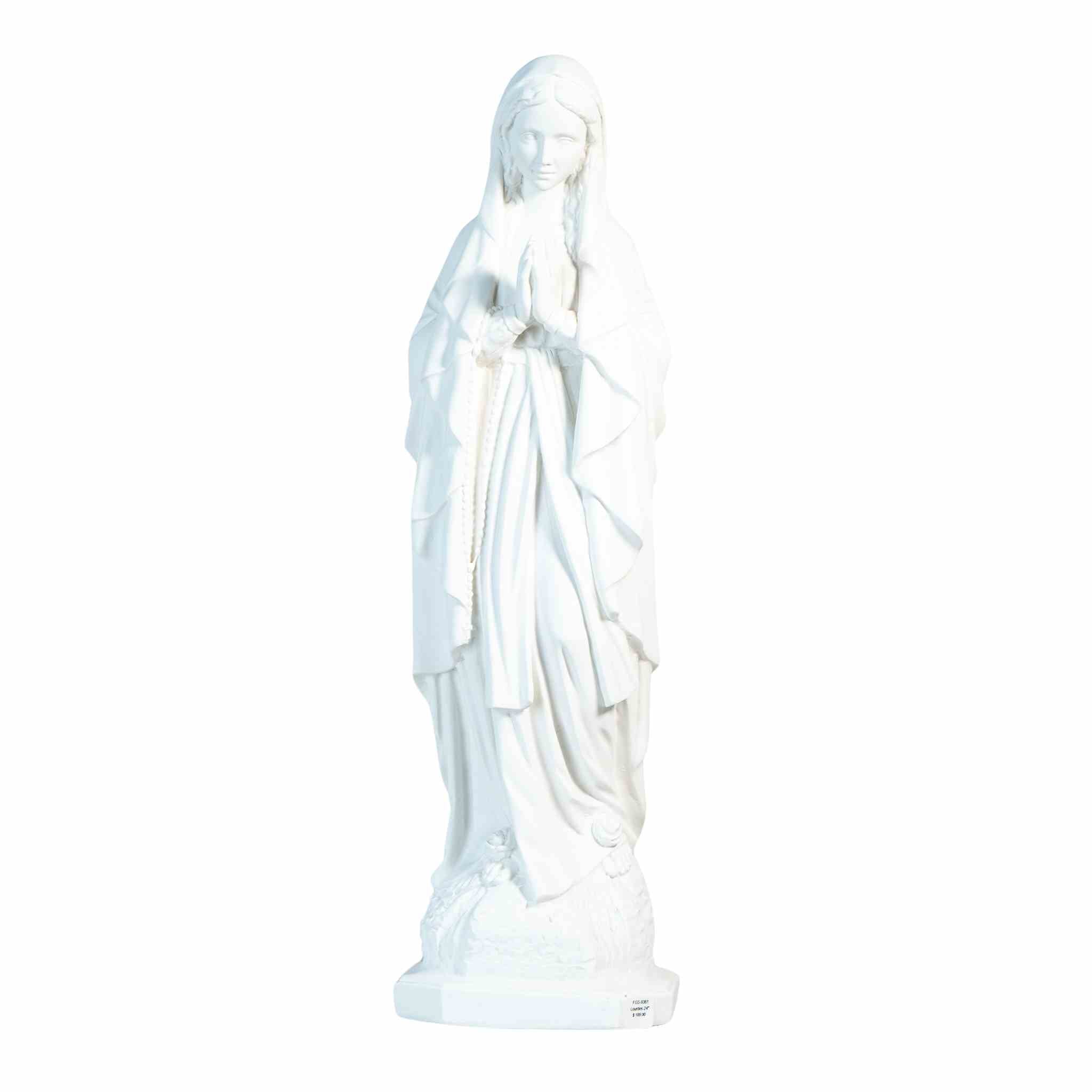 White Statue of Our Lady of Lourdes / Estatua Blanca Nuestra Senora de Lourdes