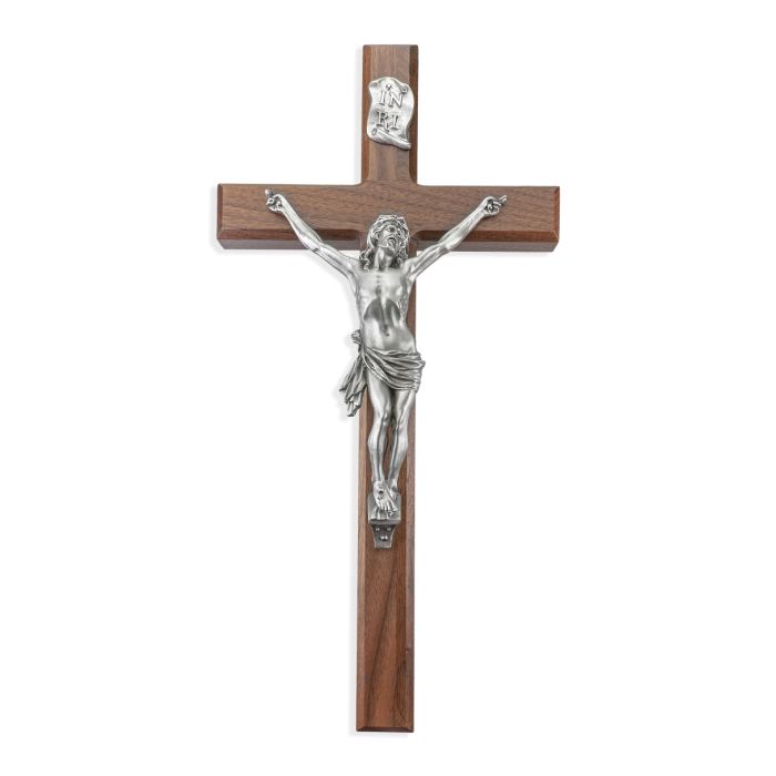 15" Walnut Cross with Pewter Corpus